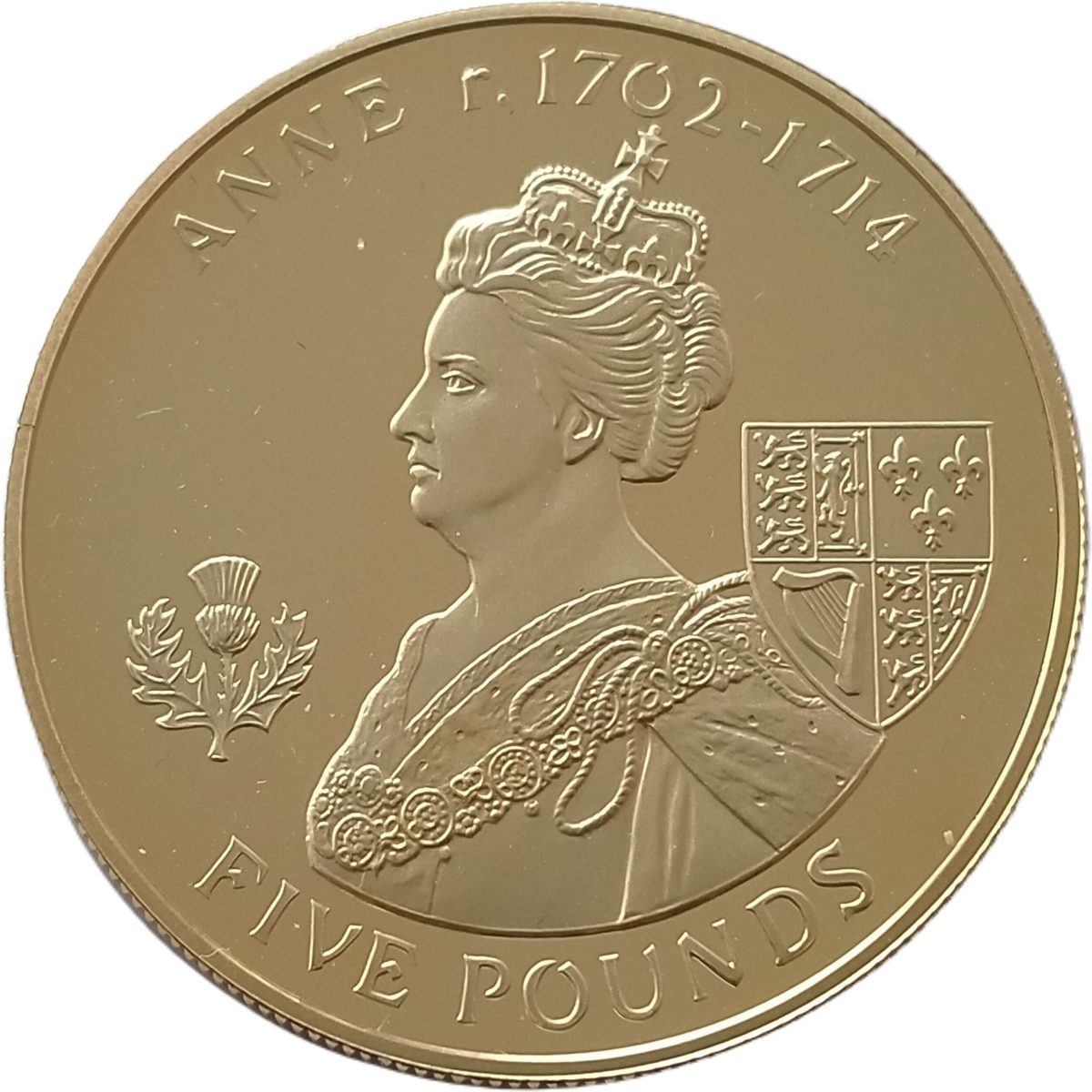Alderney 5 Pounds - Elizabeth II Anne reverse