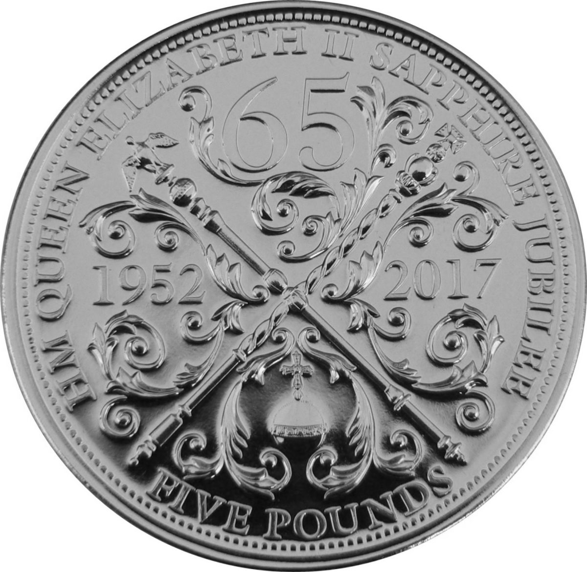 Guernsey 5 Pounds - Elizabeth II Sapphire Jubilee