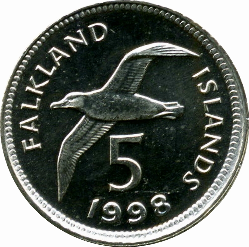Falkland Islands 5 Pence - Elizabeth II 2nd portrait; small type