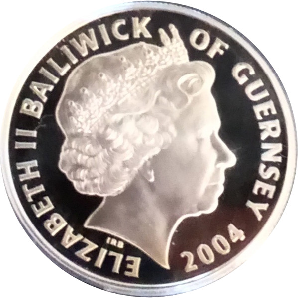 Guernsey 5 Pounds - Elizabeth II 60th anniversary of D-Day - Silver obverse