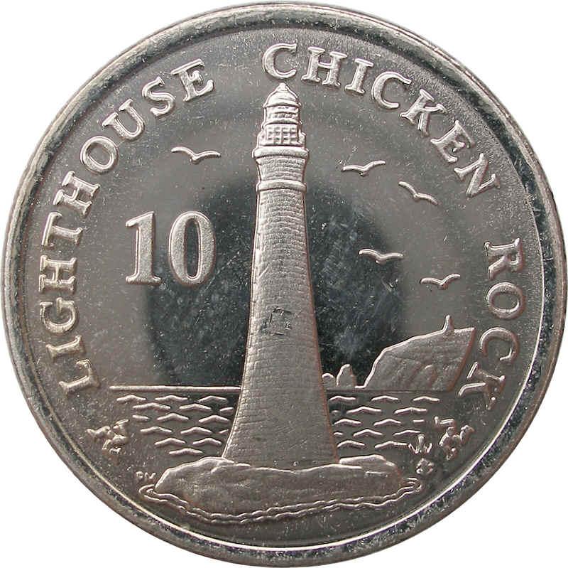 Isle of Man 10 Pence - Elizabeth II Chicken Rock Lighthouse; non-magnetic