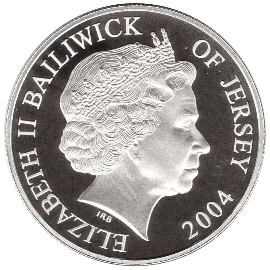 Jersey 5 Pounds - Elizabeth II D-Day; Silver Proof obverse
