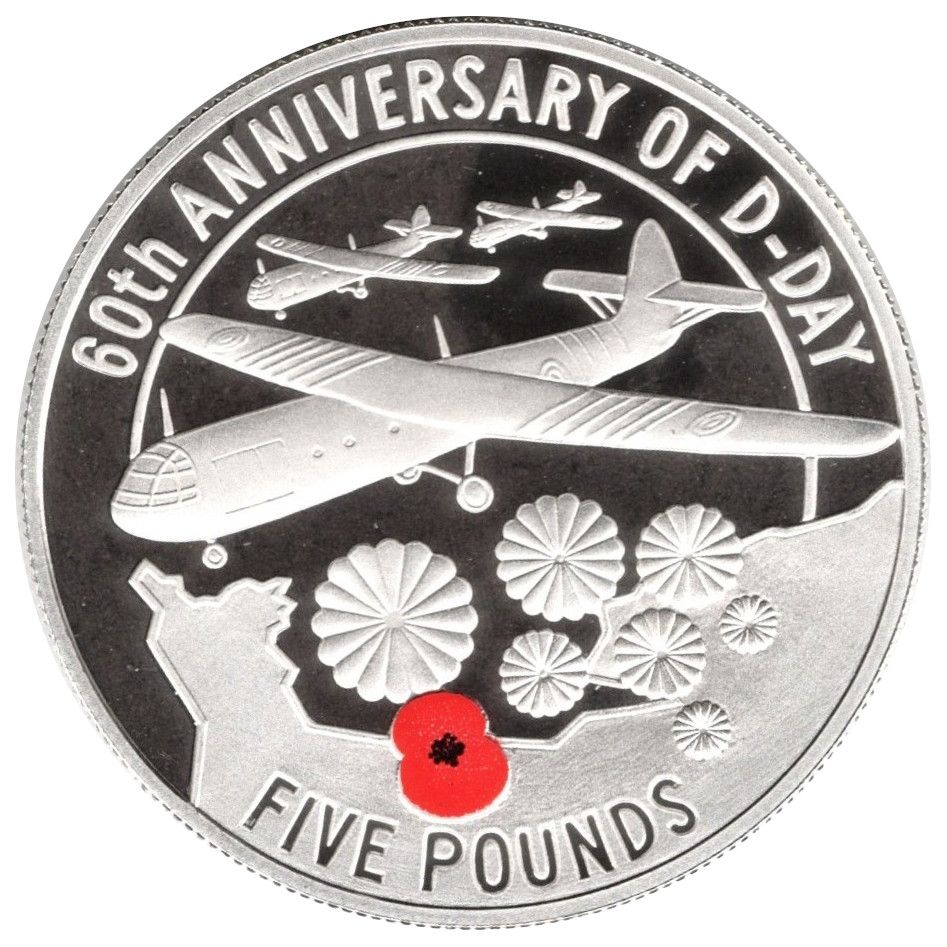 Jersey 5 Pounds - Elizabeth II D-Day; Silver Proof