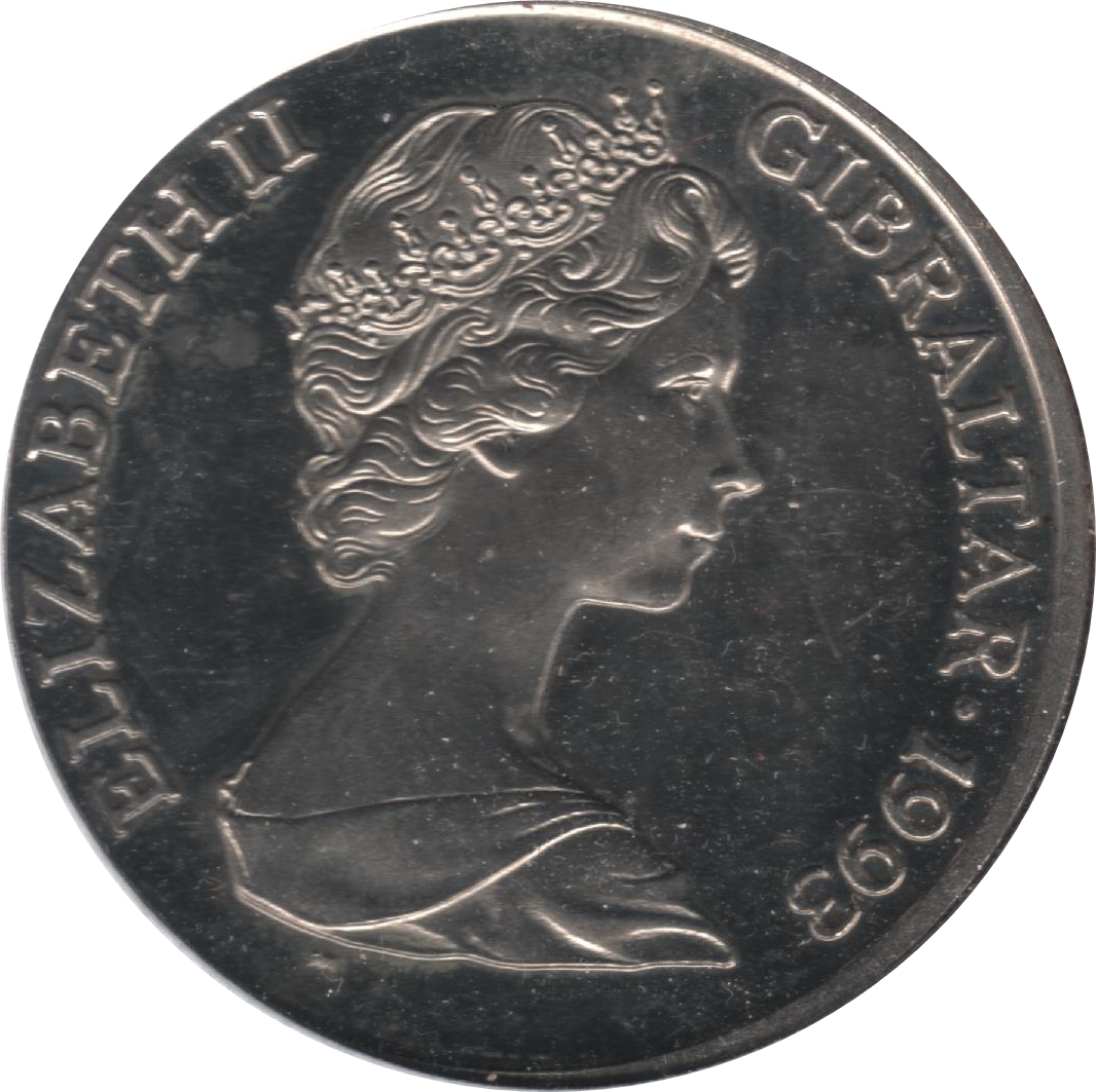 Gibraltar 1 Crown - Elizabeth II Queen Victoria; Silver Proof obverse