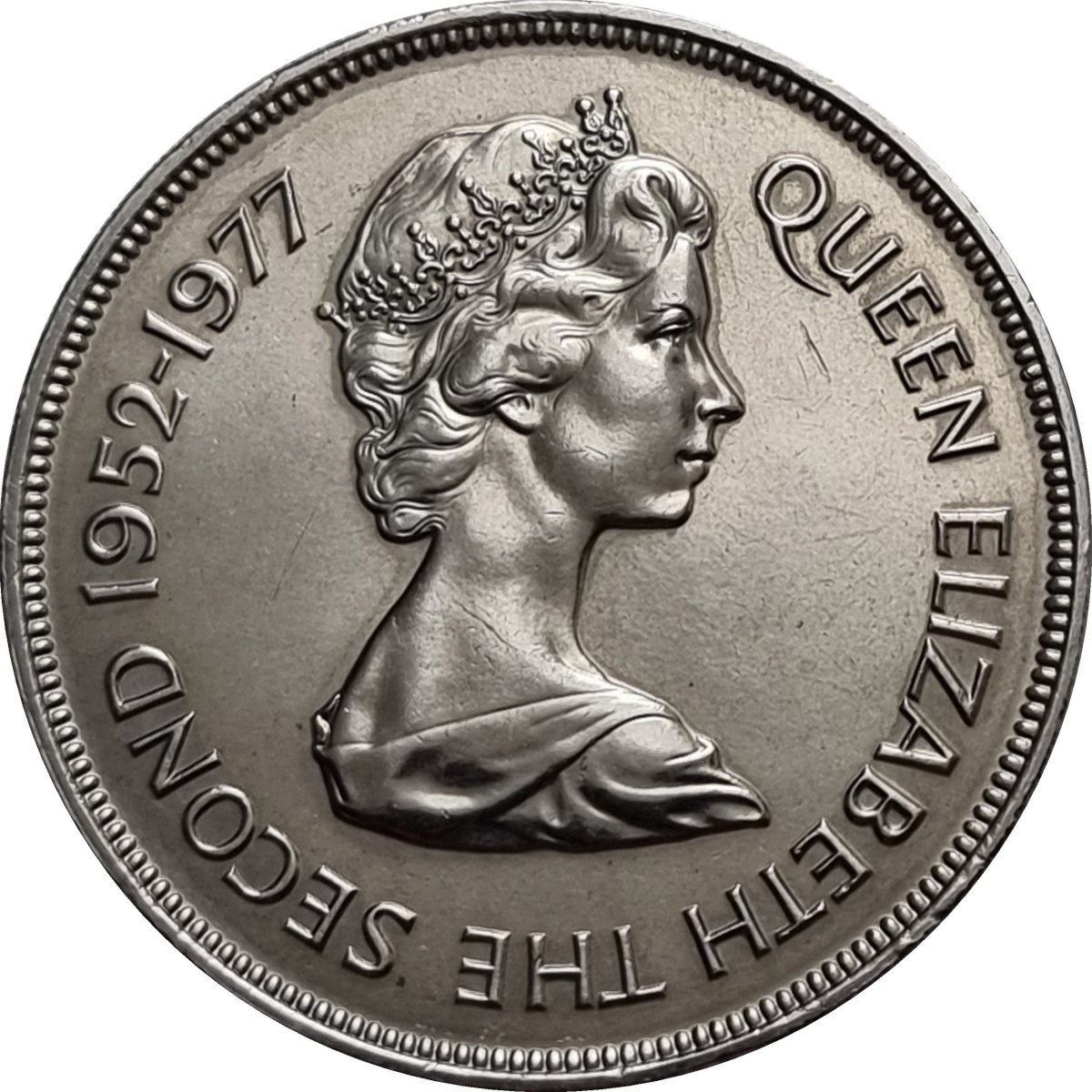 Guernsey 25 Pence - Elizabeth II Silver Jubilee obverse