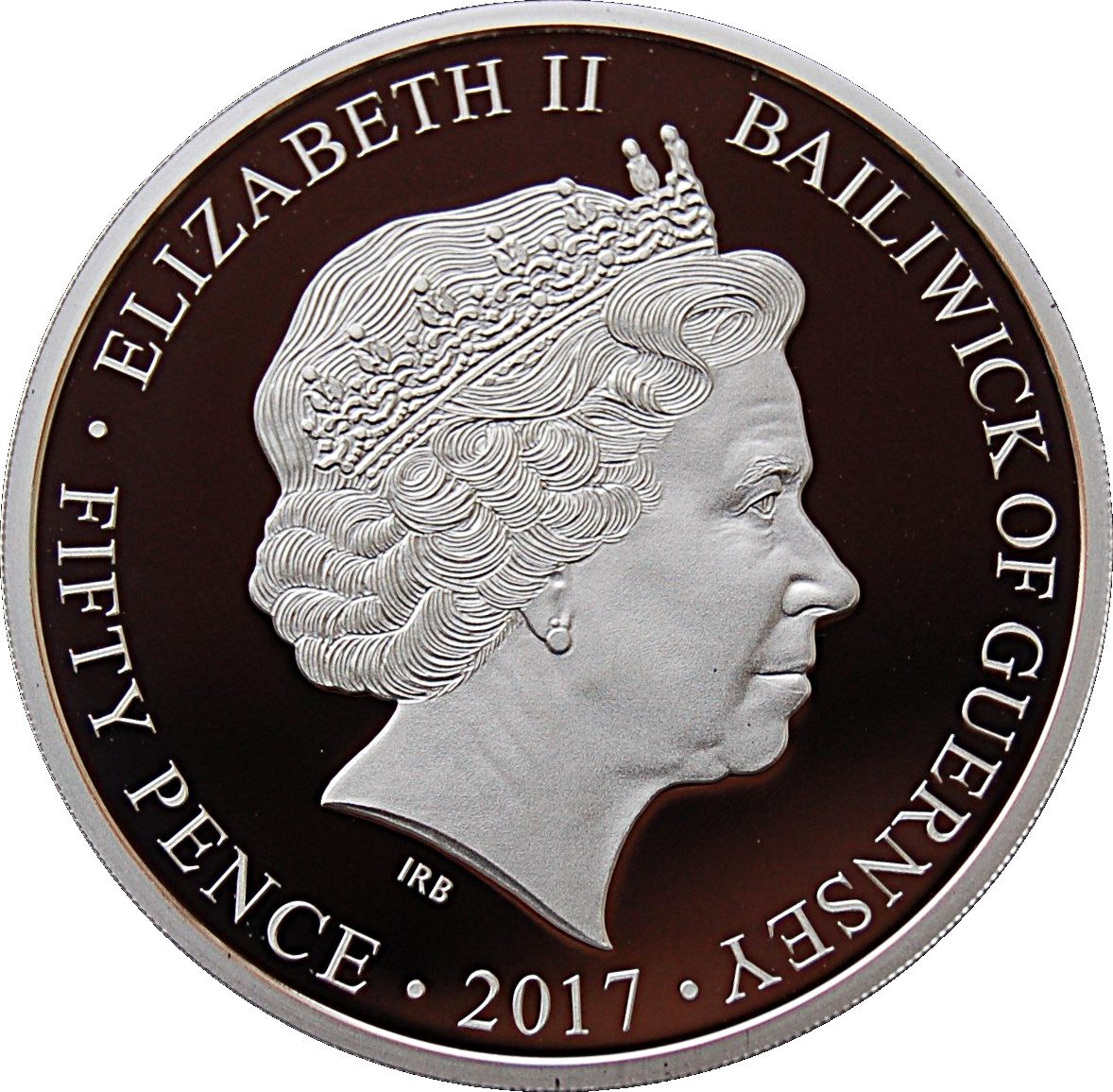 Guernsey 50 Pence - Elizabeth II Sapphire Jubilee obverse