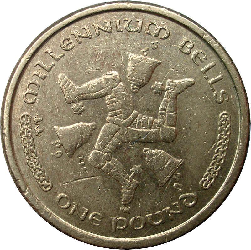 Isle of Man 1 Pound - Elizabeth II Triskelion with bells reverse