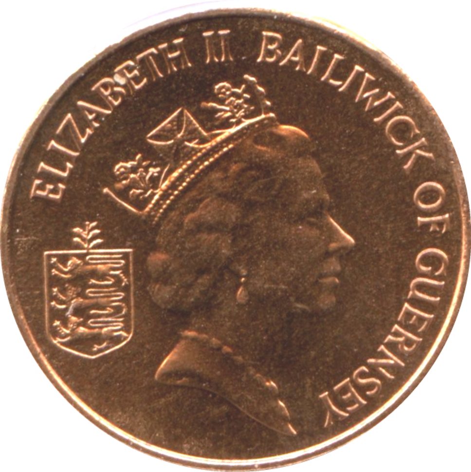 Guernsey 1 Penny - Elizabeth II 3rd portrait; non-magnetic FAO obverse