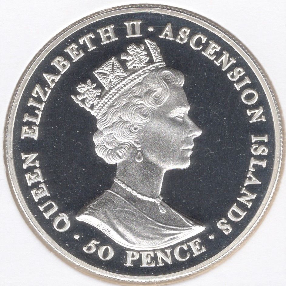 Ascension Island 50 Pence - Elizabeth II Queen Elizabeth II's 75th Birthday; Silver proof obverse