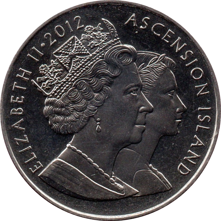 Ascension Island 2 Pounds - Elizabeth II Nursing Prince Charles obverse