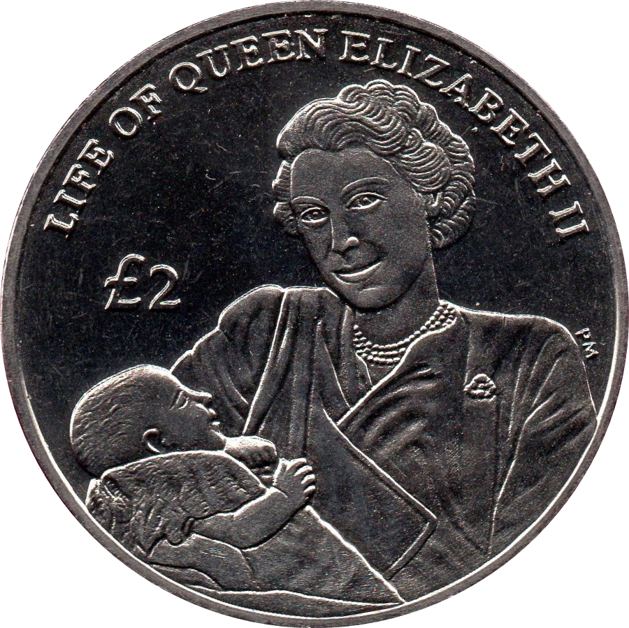 Ascension Island 2 Pounds - Elizabeth II Nursing Prince Charles