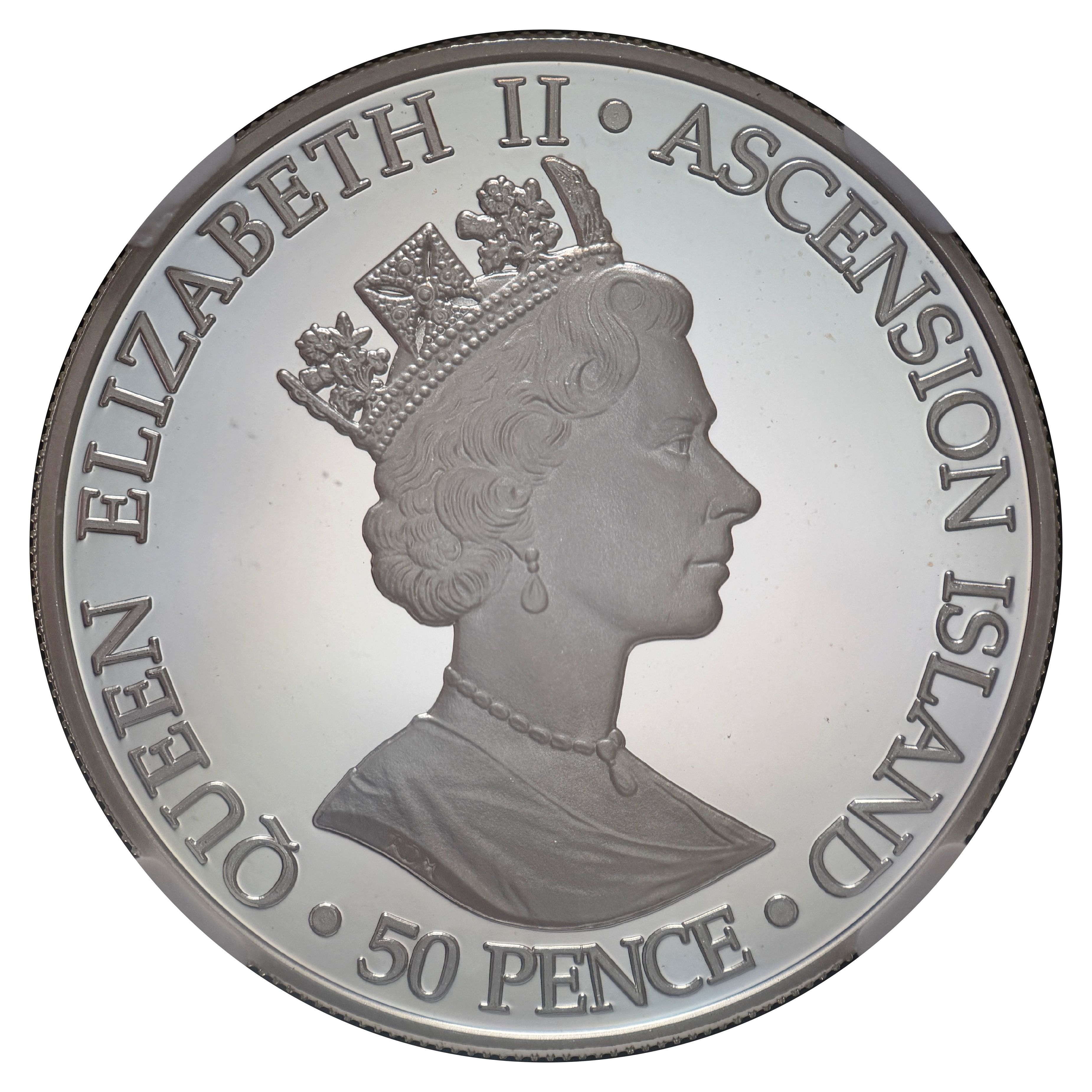 Ascension Island 50 Pence - Elizabeth II Death of Queen Mother obverse