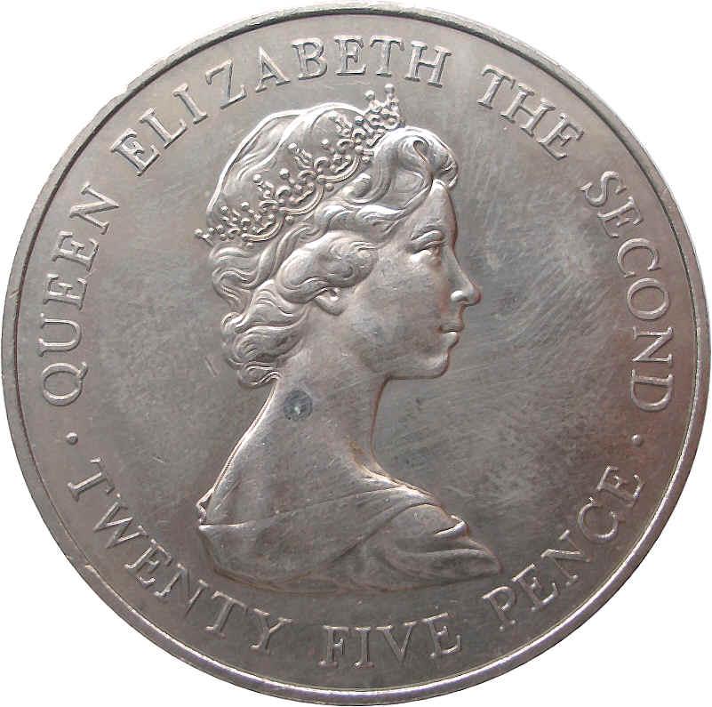 Guernsey 25 Pence - Elizabeth II Royal Visit obverse