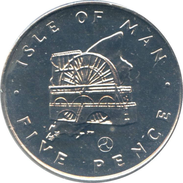 Isle of Man 5 Pence - Elizabeth II Laxey Wheel