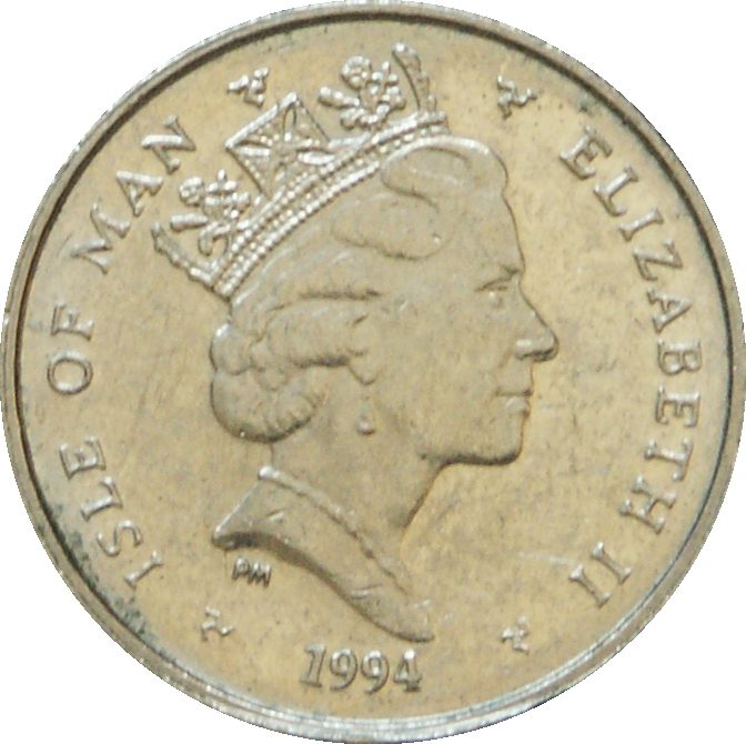 Isle of Man 5 Pence - Elizabeth II Golf ball and clubs obverse
