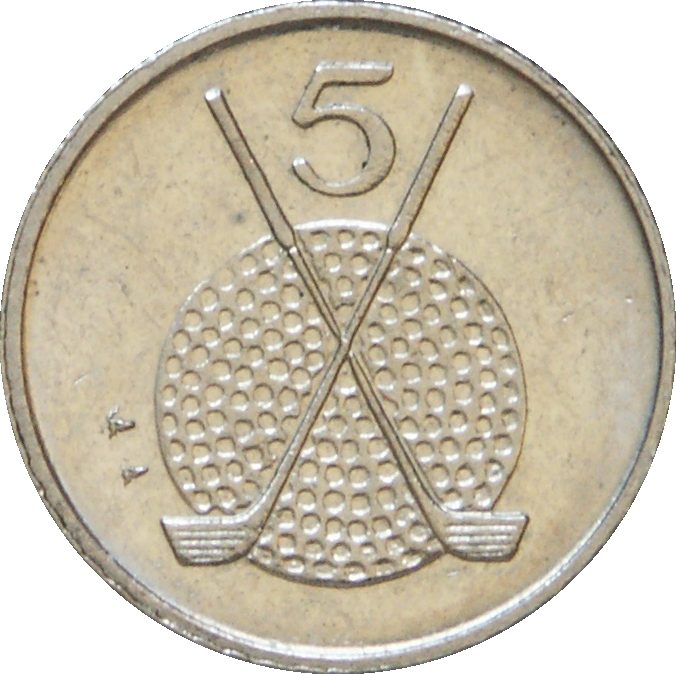 Isle of Man 5 Pence - Elizabeth II Golf ball and clubs
