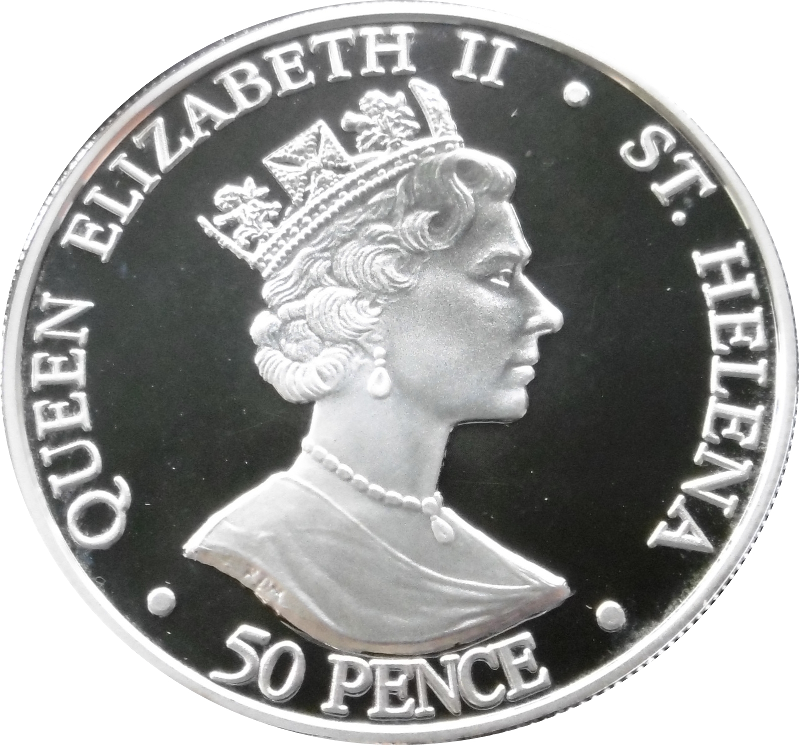 Saint Helena 50 Pence - Elizabeth II The Queen Mother, Silver obverse