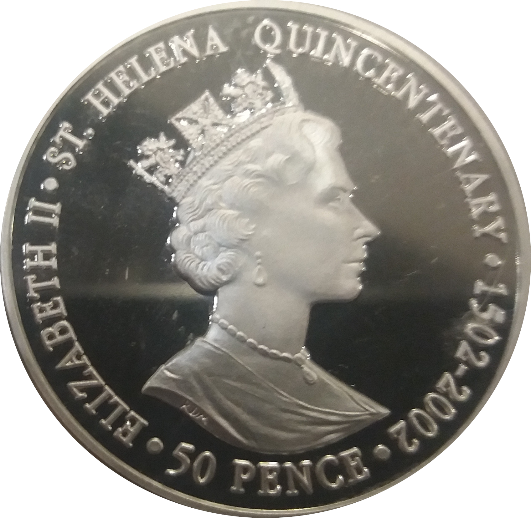 Saint Helena 50 Pence - Elizabeth II HMS Paramour; Silver obverse