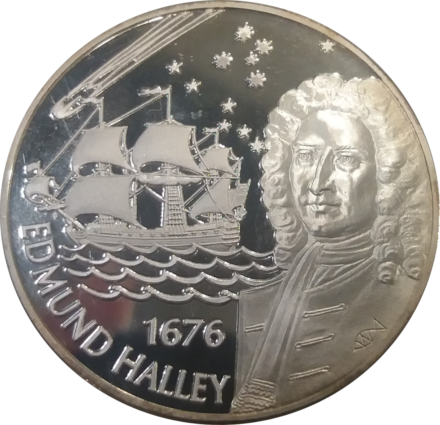 Saint Helena 50 Pence - Elizabeth II HMS Paramour; Silver