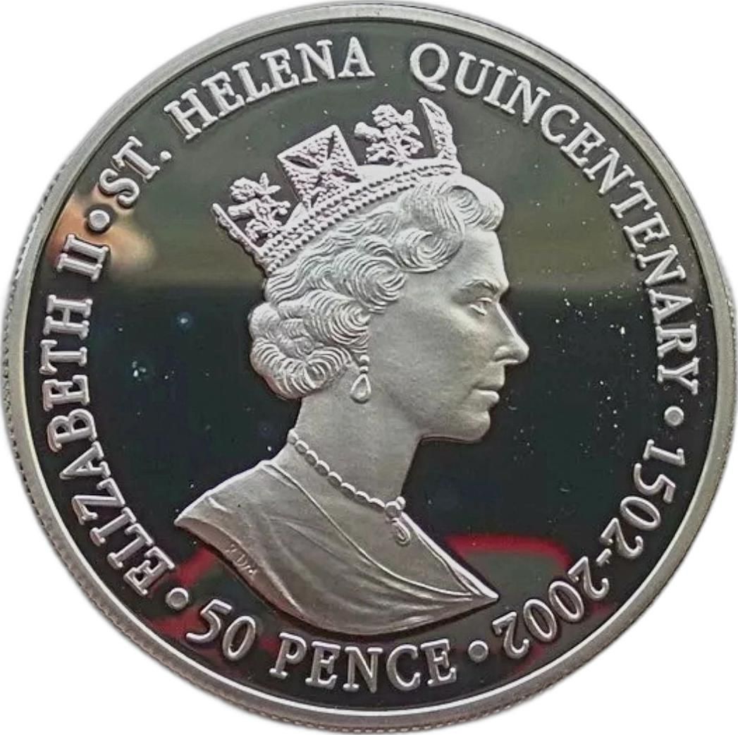 Saint Helena 50 Pence - Elizabeth II HMS Resolution obverse