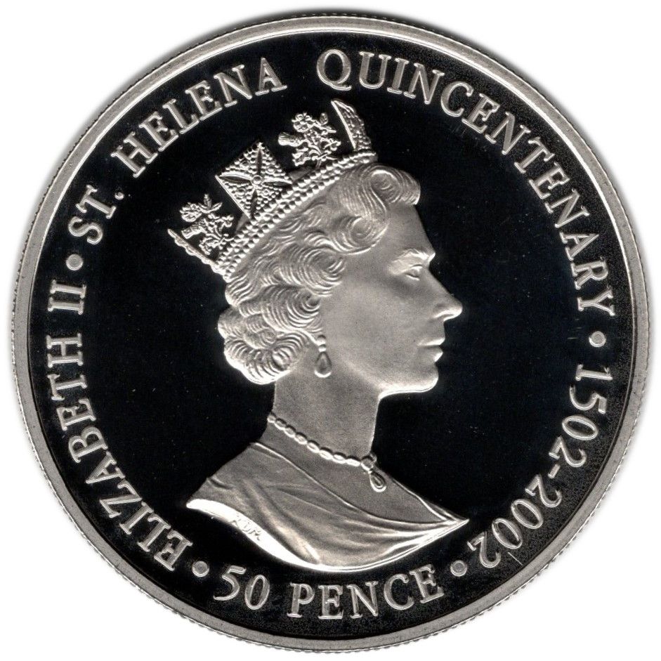 Saint Helena 50 Pence - Elizabeth II HMS Northumberland obverse