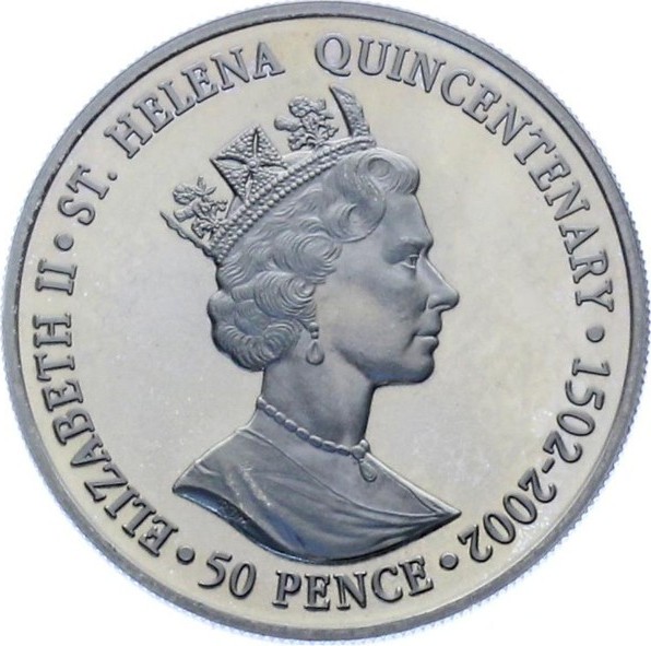 Saint Helena 50 Pence - Elizabeth II Royal Visit obverse