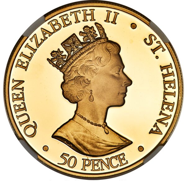 Saint Helena 50 Pence - Elizabeth II Coronation implements obverse