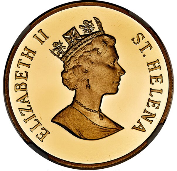Saint Helena 50 Pence - Elizabeth II Queen Mother; Gold Proof obverse