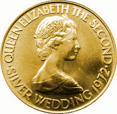 Jersey 25 Pounds - Elizabeth II Silver Wedding obverse
