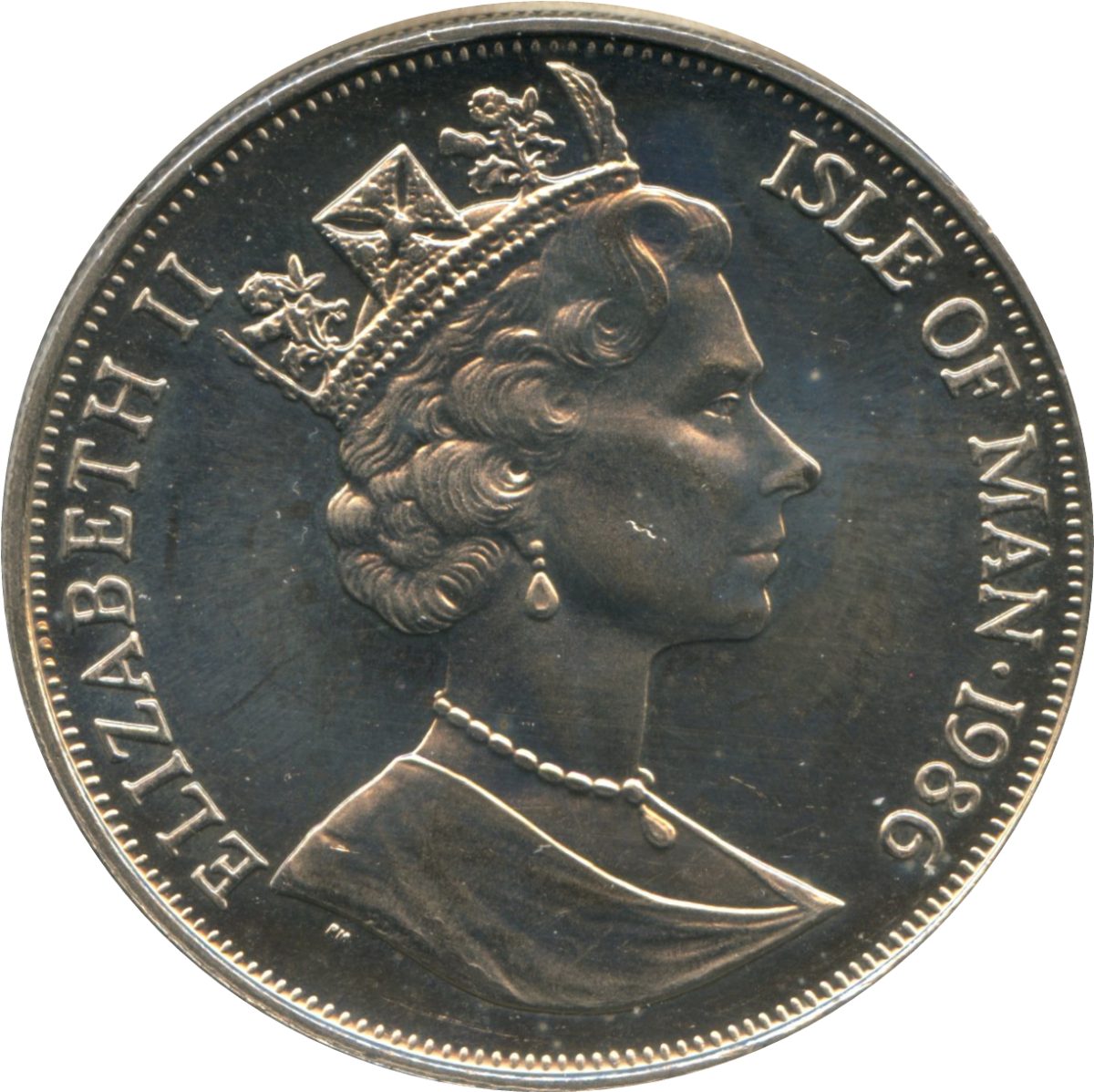 Isle of Man 1 Crown - Elizabeth II World Cup Mexico - Players on Map obverse