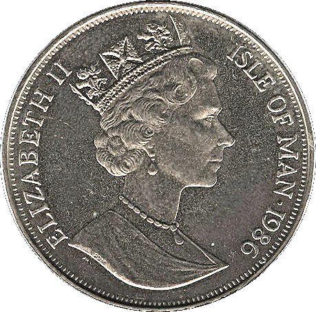 Isle of Man 1 Crown - Elizabeth II World Cup Mexico - Globe obverse
