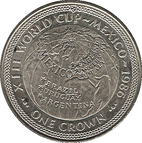 Isle of Man 1 Crown - Elizabeth II World Cup Mexico - Globe