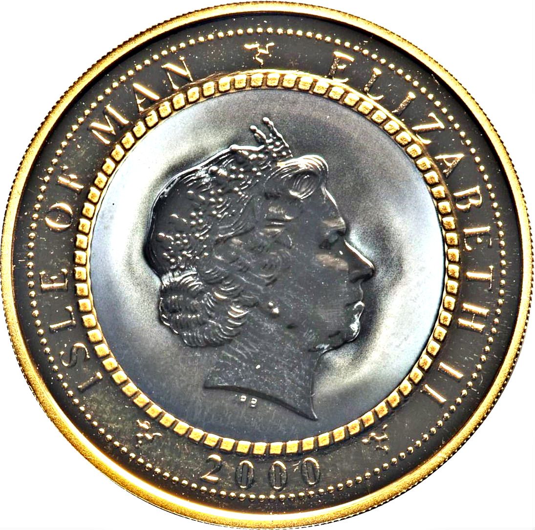 Isle of Man ½ Crown - Elizabeth II Greenwich Meridian Time Clock obverse