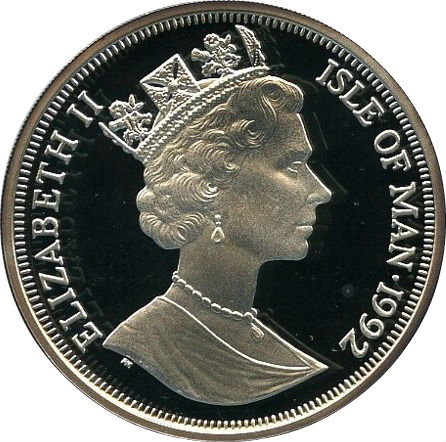 Isle of Man 1 Crown - Elizabeth II Siamese Cat; Silver obverse