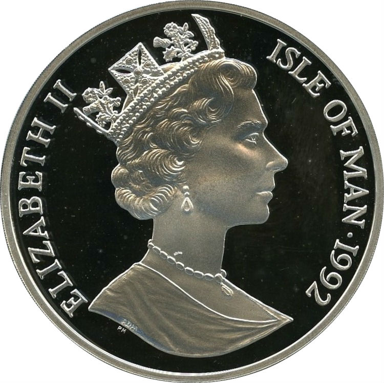 Isle of Man 5 Crown - Elizabeth II Siamese Cat obverse