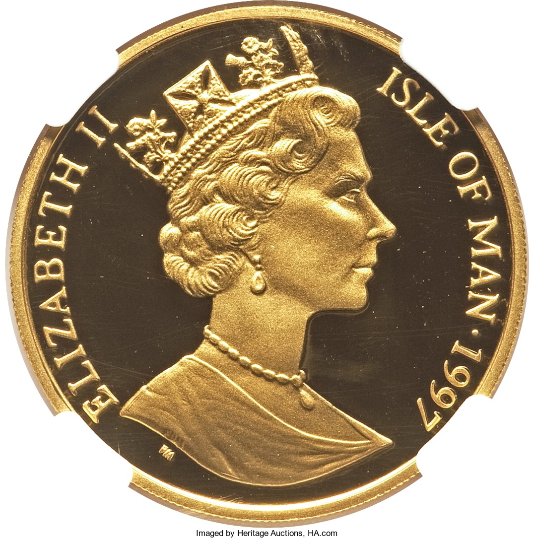 Isle of Man ½ Crown - Elizabeth II Long-haired Smoke cat obverse