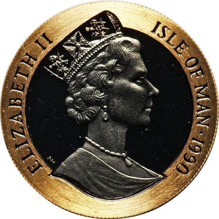 Isle of Man ⅕ Crown - Elizabeth II Penny Black obverse