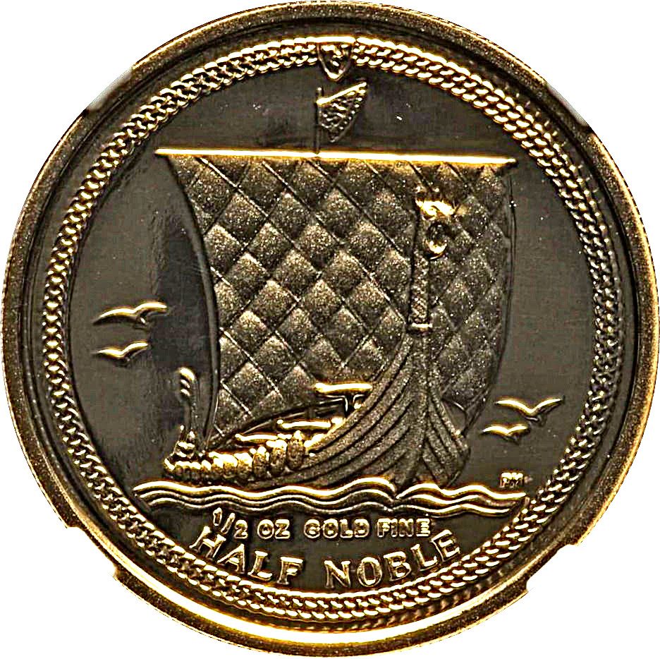 Isle of Man ½ Noble - Elizabeth II Longboat; Gold