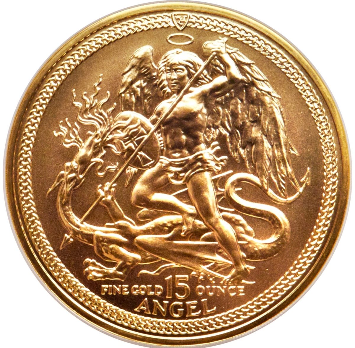 Isle of Man 15 Angel - Elizabeth II Archangel Michael reverse
