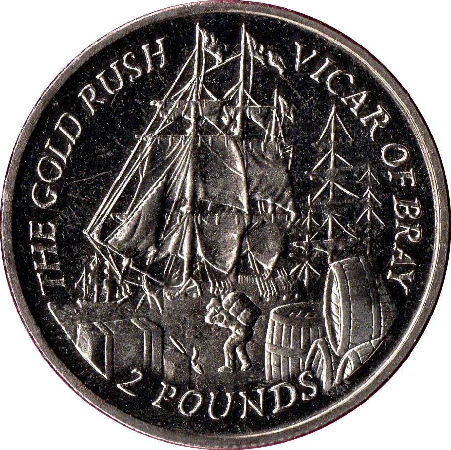 Falkland Islands 2 Pounds - Elizabeth II The Gold Rush - “Vicar of Bray” Ship