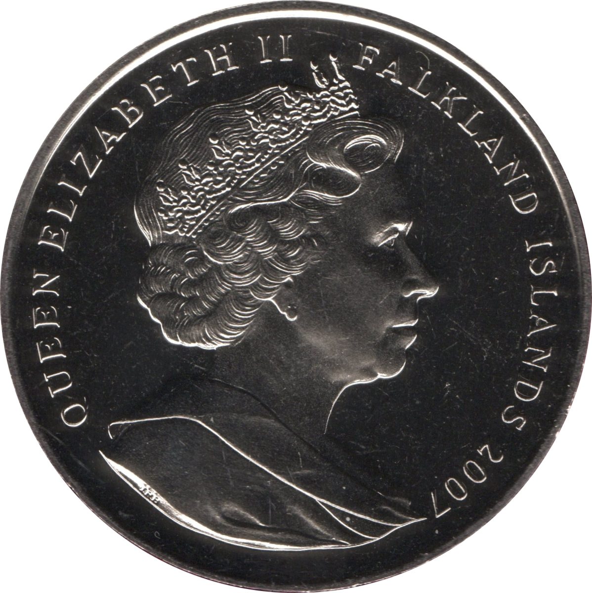 Falkland Islands 1 Crown - Elizabeth II Race for the South Pole obverse