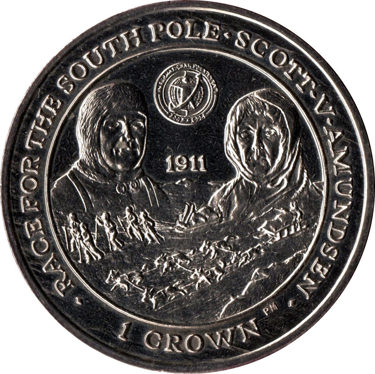 Falkland Islands 1 Crown - Elizabeth II Race for the South Pole reverse