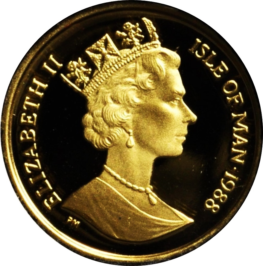 Isle of Man ⅒ Crown - Elizabeth II Manx Cat obverse