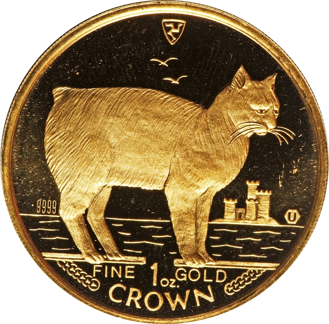 Isle of Man 1 Crown - Elizabeth II Manx Cat (Gold) reverse