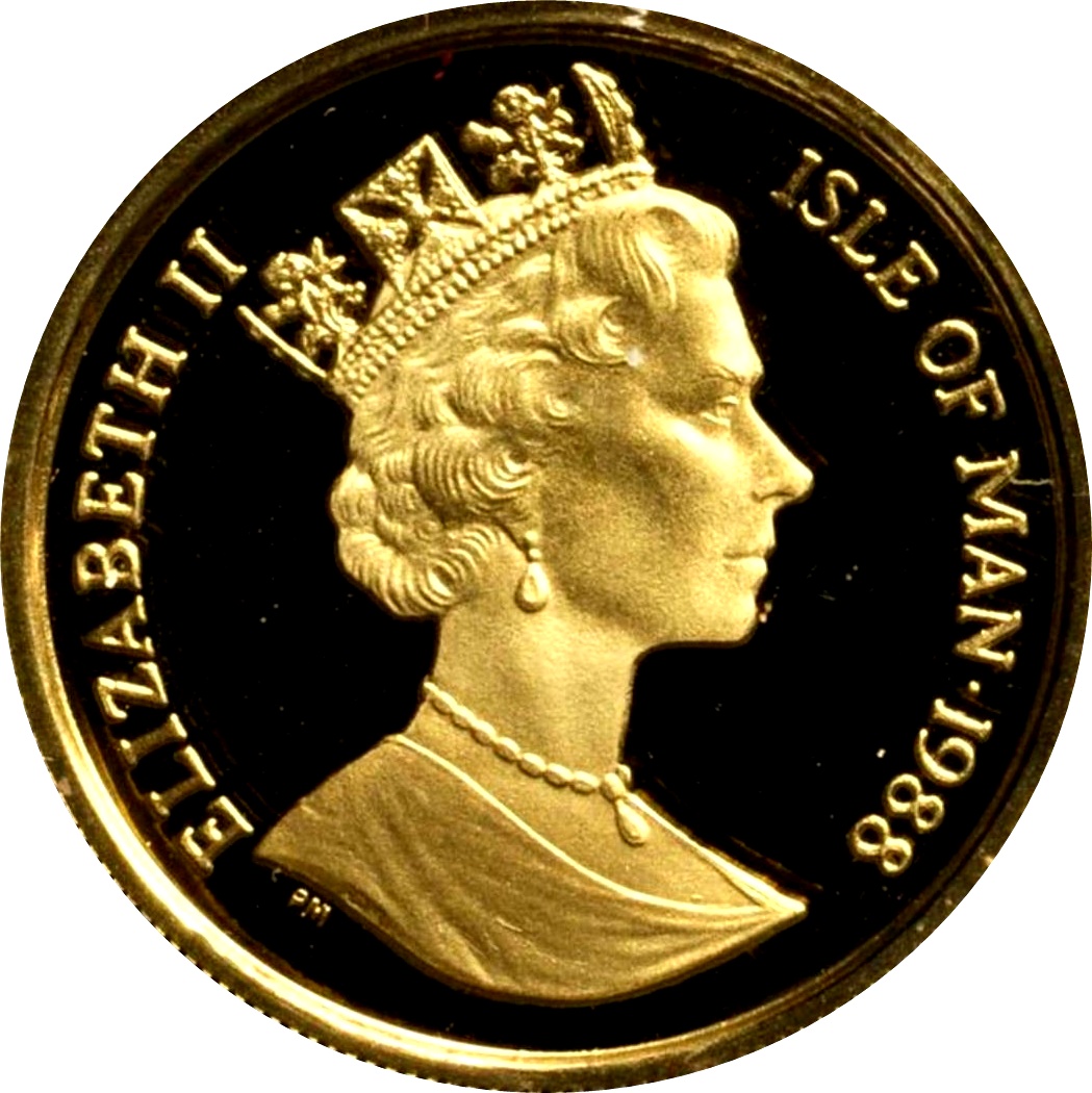 Isle of Man ⅕ Crown - Elizabeth II Manx Cat obverse