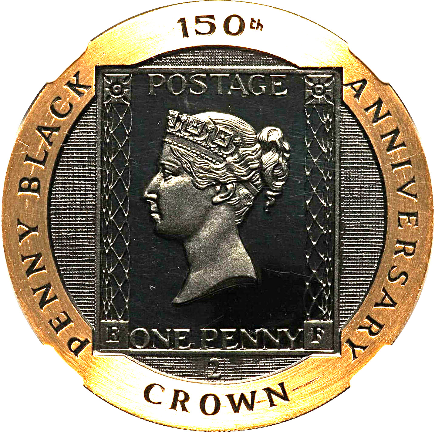 Isle of Man 2 Crowns - Elizabeth II Penny Black reverse