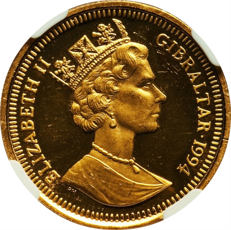 Gibraltar ⅕ Crown - Elizabeth II Elephants obverse
