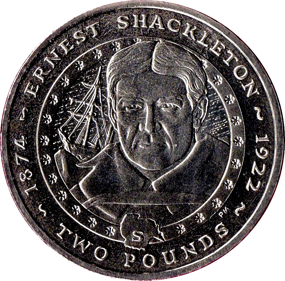 South Georgia and the South Sandwich Islands 2 Pounds - Elizabeth II Ernest Shackleton reverse