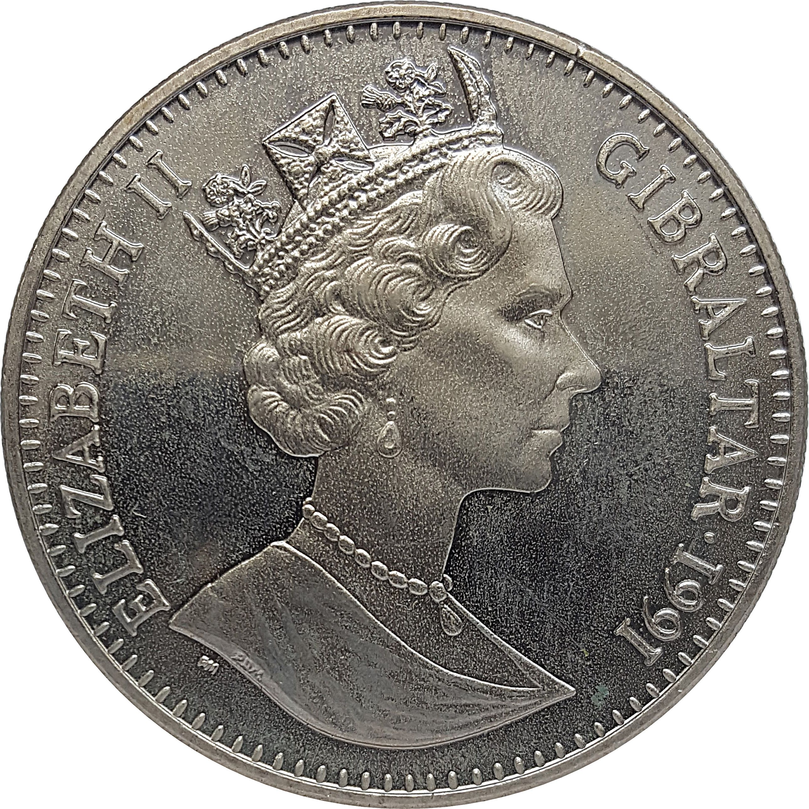 Gibraltar 1 Crown - Elizabeth II Discus Thrower obverse