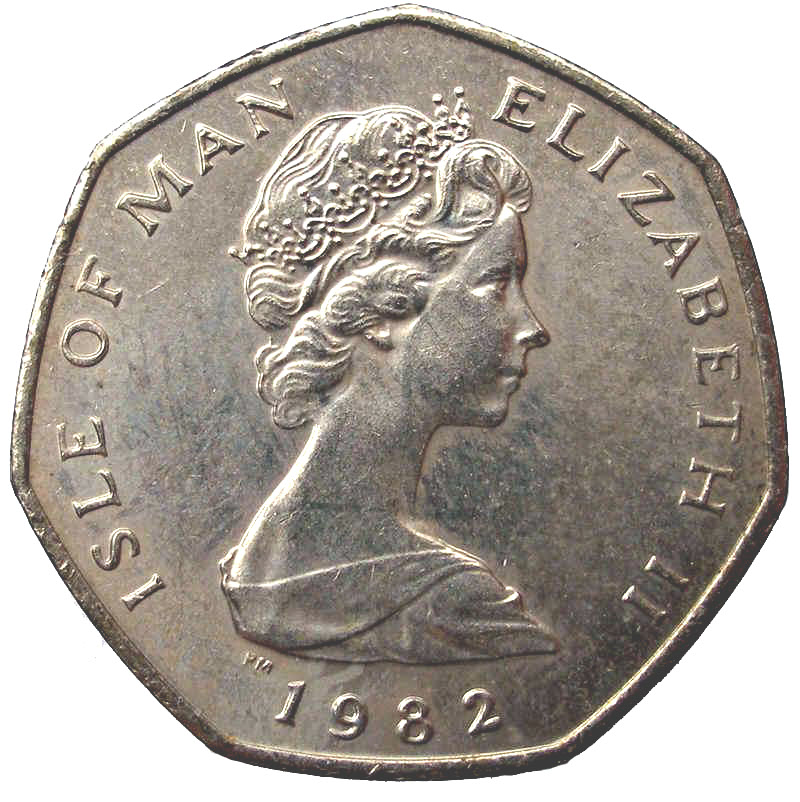 Isle of Man 20 Pence - Elizabeth II Viking Arms and Armour obverse